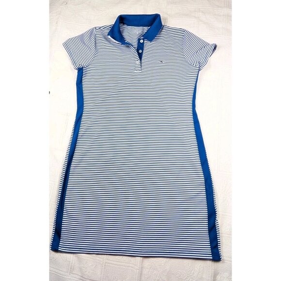 Vineyard Vines Performance Dress Women's Medium white blue stripe shirt style - Picture 1 of 16